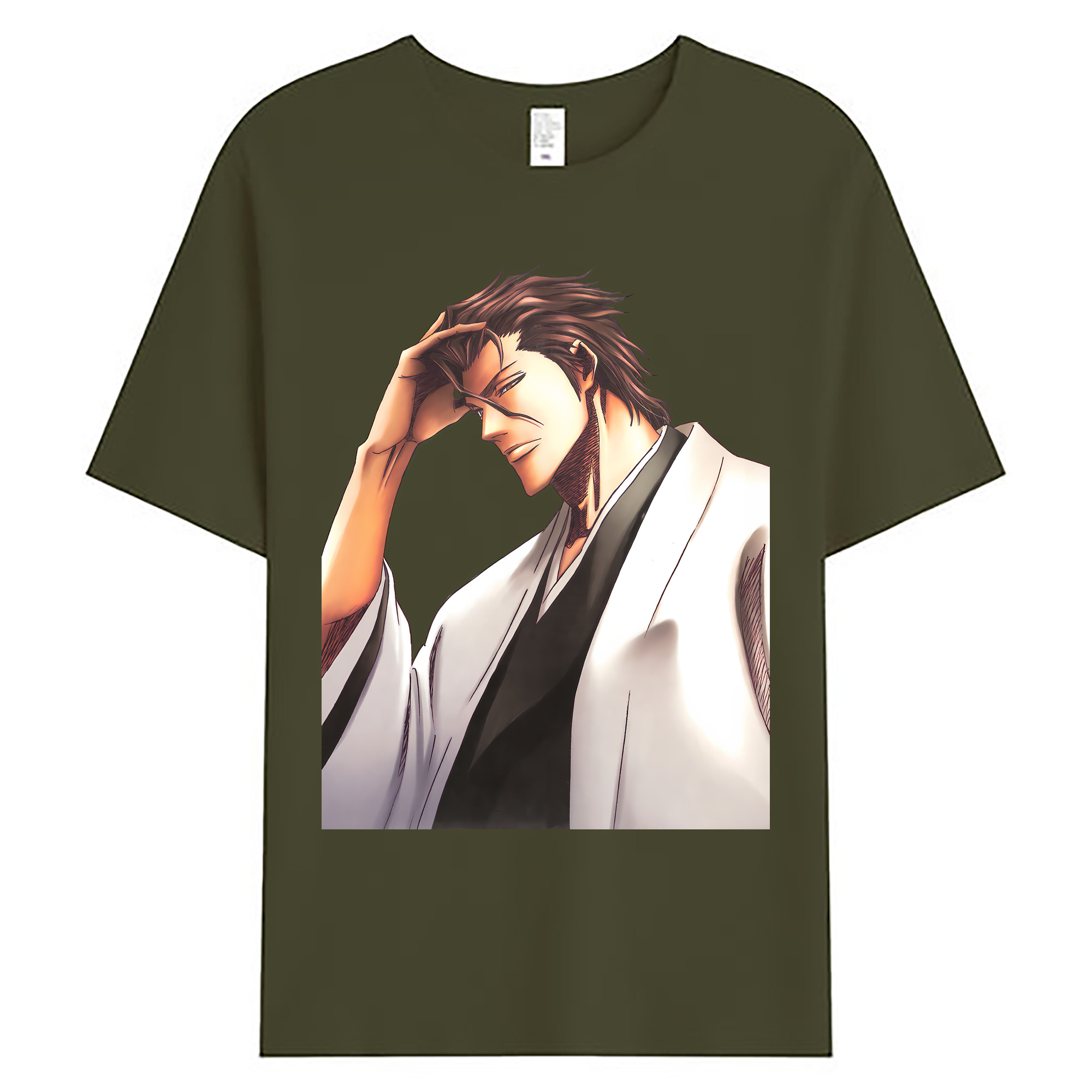 （画像用） ブリーチ 藍染 惣右介（あいぜん そうすけ） BLEACH Aizen Sousuke 綿100％ メンズ半袖Tシャツ｜肌触りやわらか＆通気性